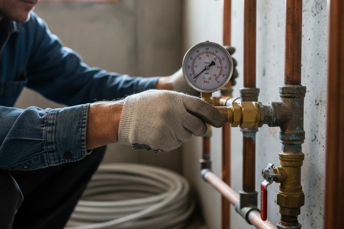 Pressure testing a repaired line during Water Line Repair in Delano